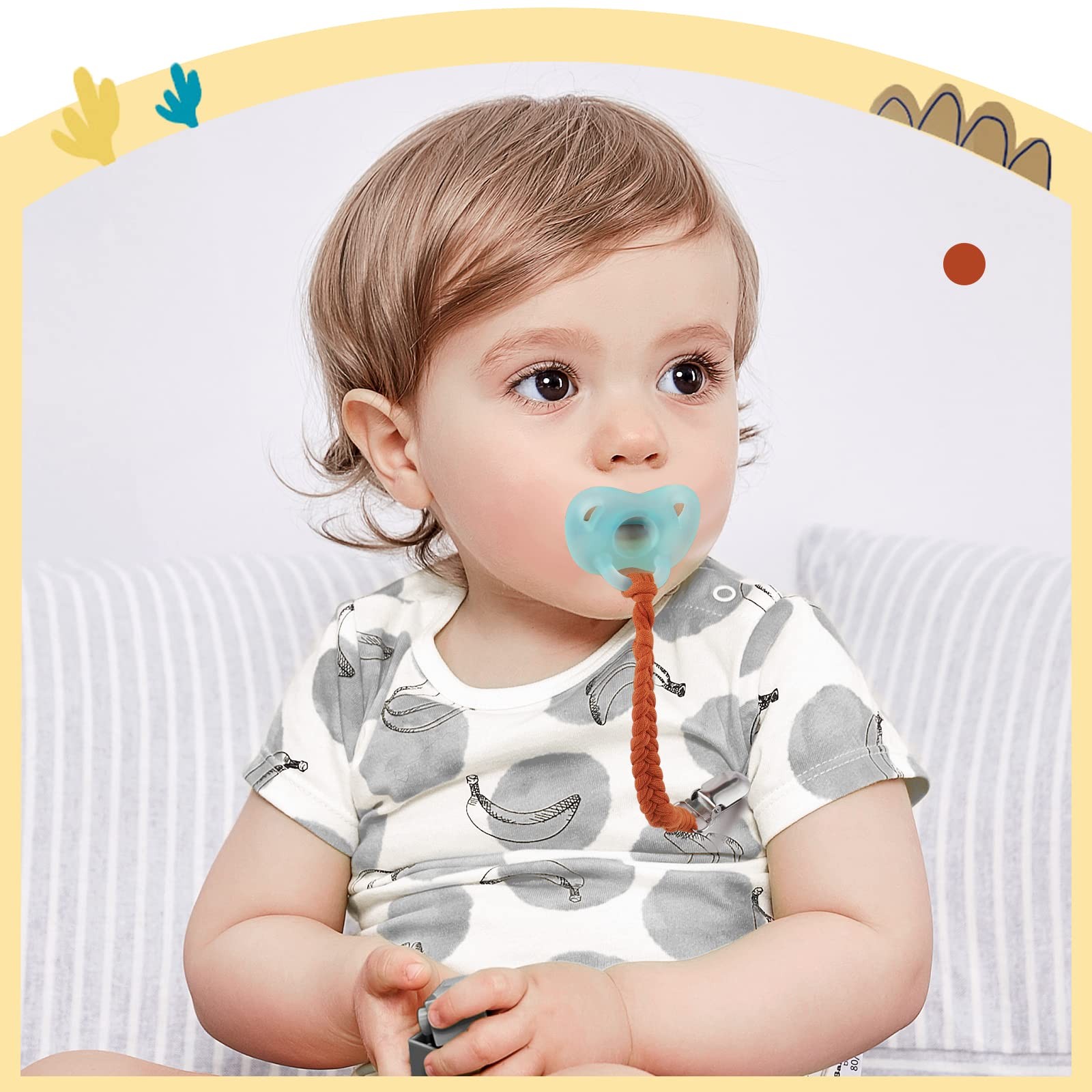 Baby Pacifier Clip, 7 Pack Baby Pacifier Holder Leash for Boys and Girls,100%...