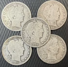 Barber Half Dollar Lot of 5 - Mixed Dates / MM - (L119)