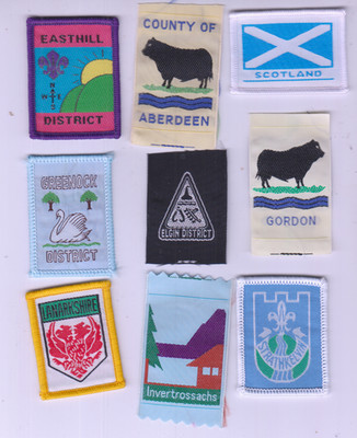 Boy Scout Badges from SCOTLAND x 9 inc  Ext COUNTY of ABERDEEN