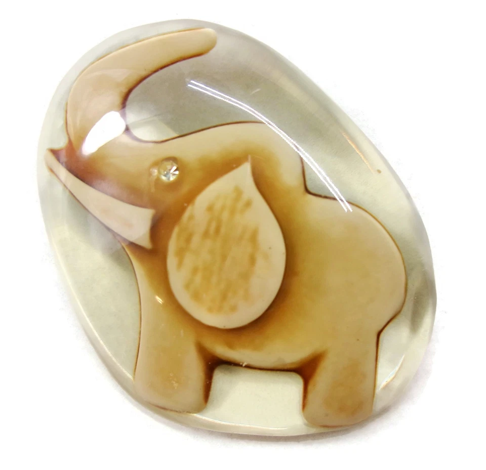 Broche prendedor grande Sobral Brasil inclusión elefante retirado hecho por artista Foto 3 de 4