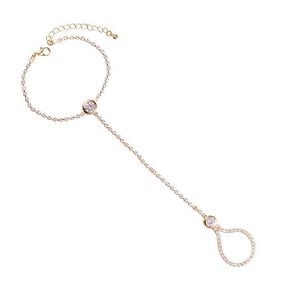 Sklavenarmband mit vergoldeten Diamanten Hand und Ring für Damen