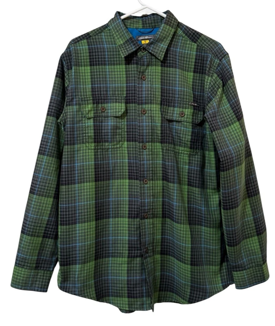 Eddie Bauer Men Size Medium Button Down Long Sleeve Shirt Polyester Classic City