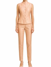 Donna Morgan Peach Embroidery High Rise Pant Set Size 4 H14