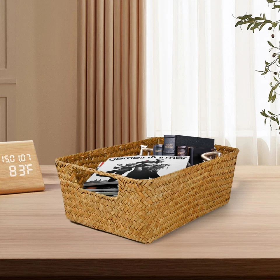 Wankd Cesto portaoggetti rettangolare in alghe marine con manico cestino - Immagine 2 di 4