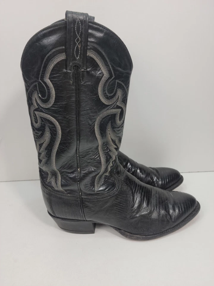 Botas EXÓTICAS de Colección Tony Lama Hombres Piel de Lagarto Negra Vaquero Iguana Occidental 9.5 E Foto 4 de 4
