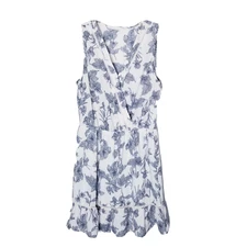 Sienna Sky Dress Women Size Medium Floral Cream Black V Neck