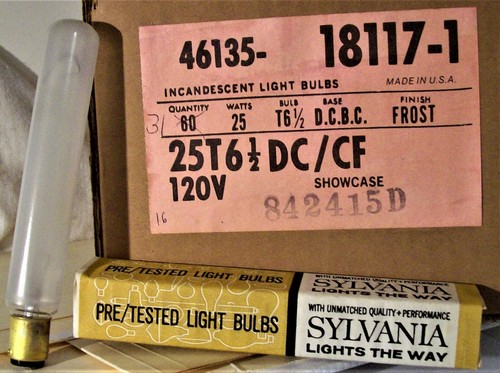 25T6.5 DC/CF LIGHT BULB BRASS BASE 31 BULBS NEW SYLVANA MADE USA NOS - Picture 2 of 6