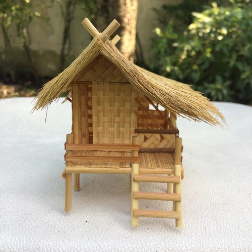 Thai Woven Bamboo Model House Miniature Dollhouse Handmade Craft Collectible Toy - Picture 3 of 10