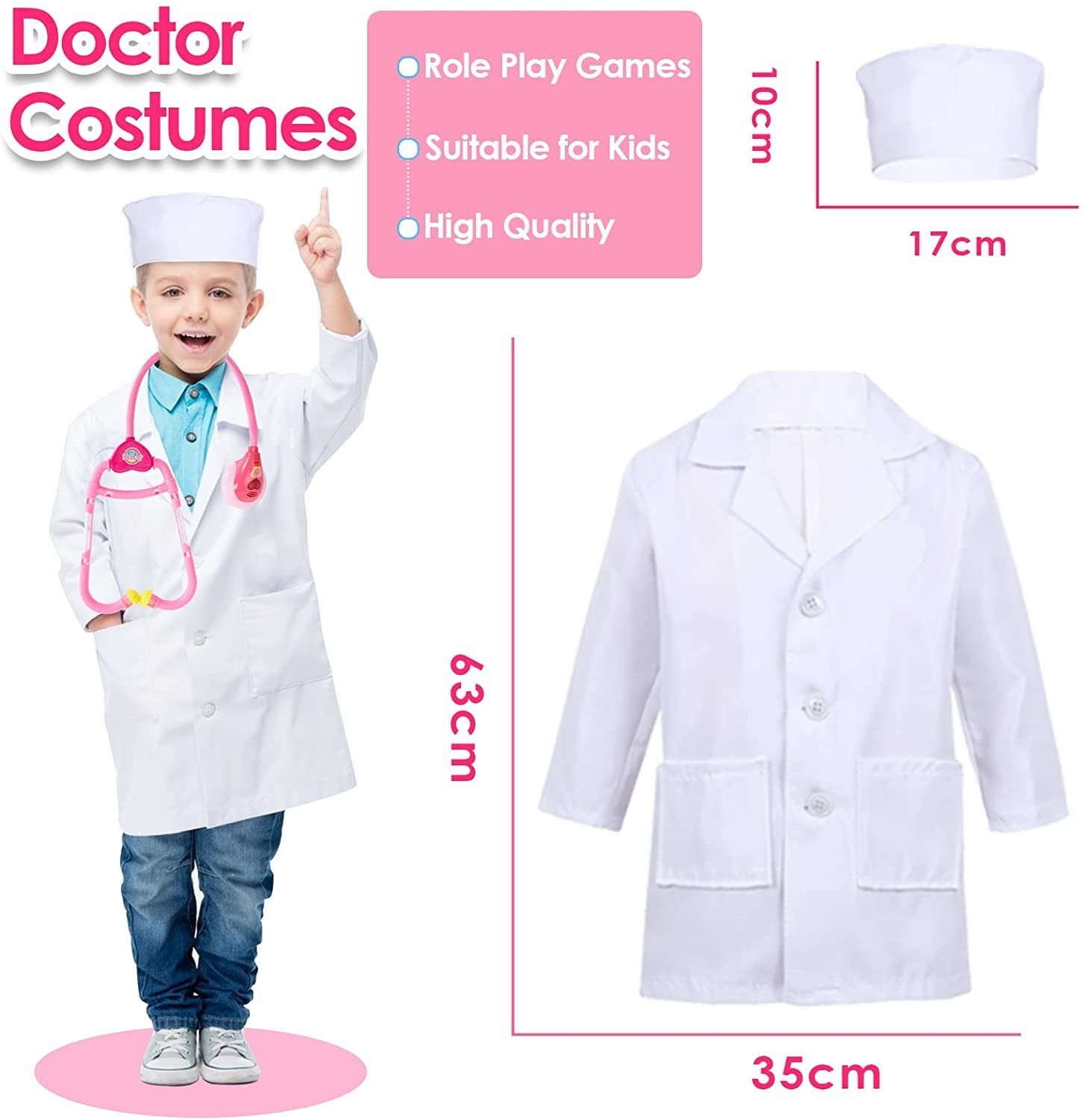 35PCS Kids Doctors Set Nurse Dentist Kit Dress Up Costumes Pretend Play