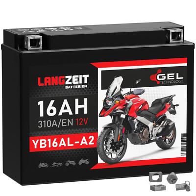 LANGZEIT YB16AL-A2 Motorradbatterie GEL 16Ah 12V 51616 Ducati Yamaha CB16AL-A2