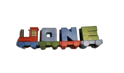 HAPPY 1ST BIRTHDAY Party Boy Train 4 Pcs O N E ONE Paintable Ceramic Figurine