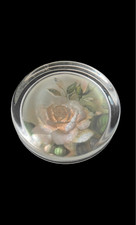 VINTAGE ENGLISH GLASS PAPERWEIGHT ROSE FLORAL DESIGN DEVATREND UCKFIELD SUSSEX