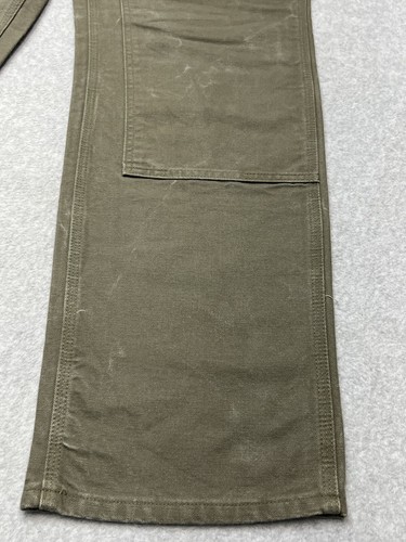 CARHARTT canvas green Work Pants wear Size W 36 L 34 vtg 90's double dungaree - Picture 5 of 19