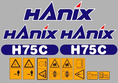 HANIX H75C DIGGER COMPLETE DECAL STICKER SET WITH SAFETY WARNING DECALS