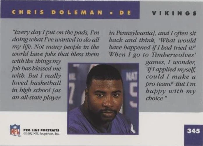 1992 Pro Line Portraits Chris Doleman #345 - 2 of 2