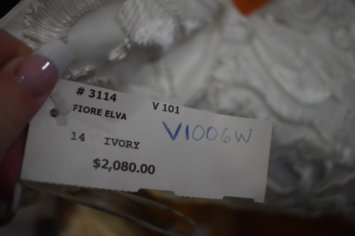 V1006W FIORE ELVA SZ 14 IVORY $2080 EMBROIDERED FORMAL WEDDING GOWN DRESS - Picture 10 of 10