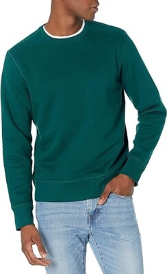 Essentials Men's Fleece Crewneck Long Sleeve Sweatshirt, Forest Green, 5X