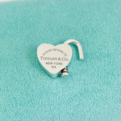 Return to Tiffany & Co New York Heart Padlock Lock Charm Pendant