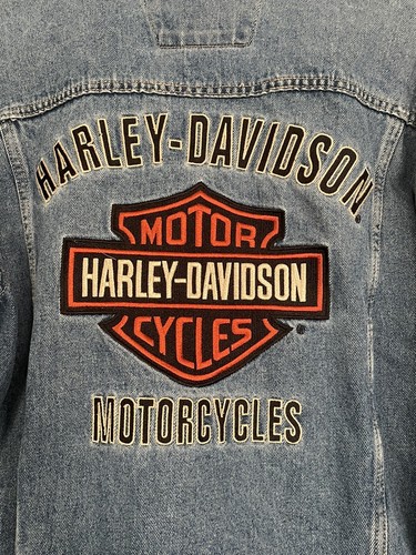 Giacca Jean Vintage Harley Davidson Moto Denim Blu Cotone Uomo Medium - Foto 6 di 7