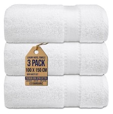Image of 100% Egyptian Cotton White Face Hand Bath Towels Set Hotel Quality 500 - 800 GSM