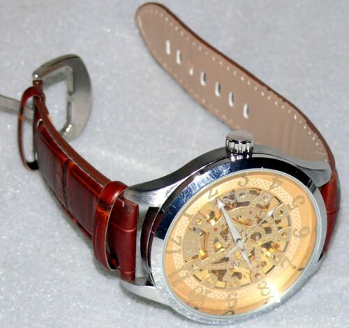 Goer Klassik Gold Elegant Automatik Quartz Designer Armband Uhr 75gr Leder Braun - Bild 1 von 12