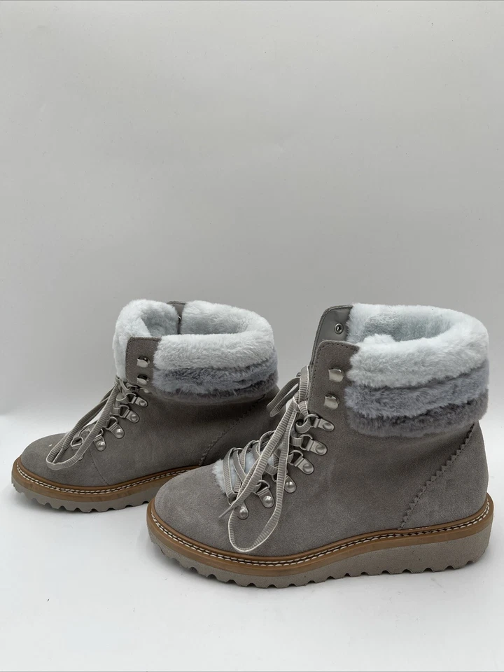 Splendid Evita Womens Suede Faux Fur Hiking Boots Grey Size 6.5M - Image 3 of 4