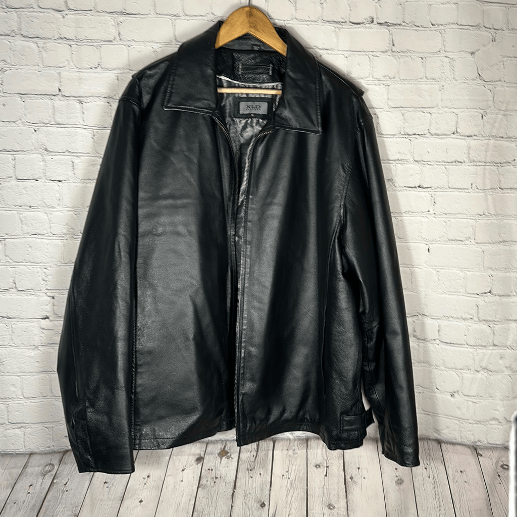 XLD Leather Mens Black Bomber Jacket Coat size XL ZIPPER XLD Leather Mens Black Bomber Jacket Coat size XL ZIPPER