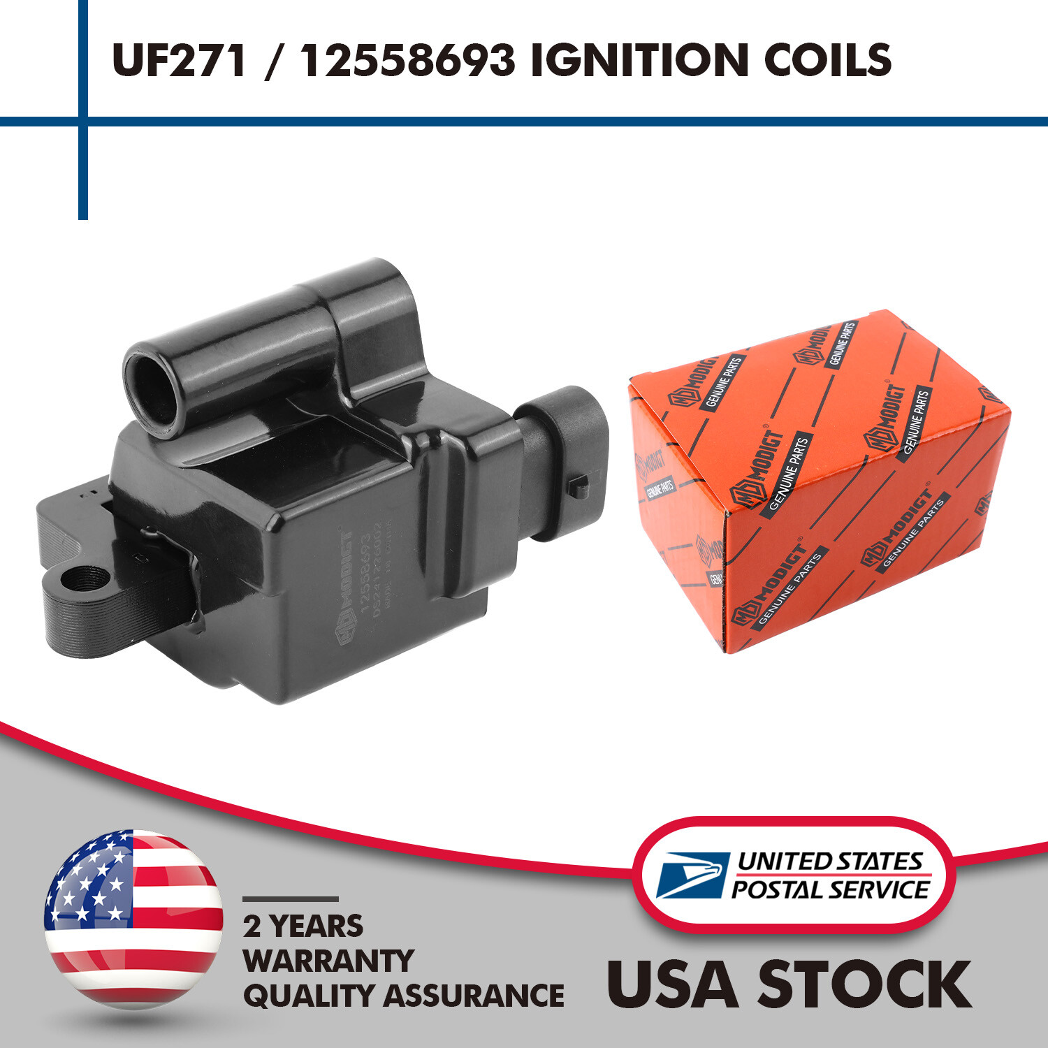 High Performance Square Ignition Coils for Chevy GMC 4.8L 5.3L 6.0L 8.1L UF271 Compatible