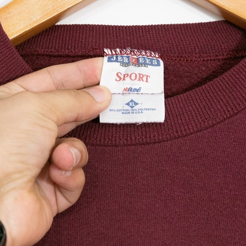 Vintage 90s Jerzees Blank Sweatshirt XL - Red Crewneck Faded Distressed USA - Picture 4 of 5