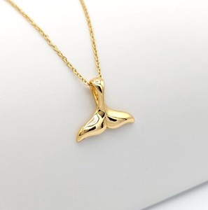 Authentic Whale Tail [GOLD] Plated Necklace Water Fish Ocean Majestic Sea Creature Nature