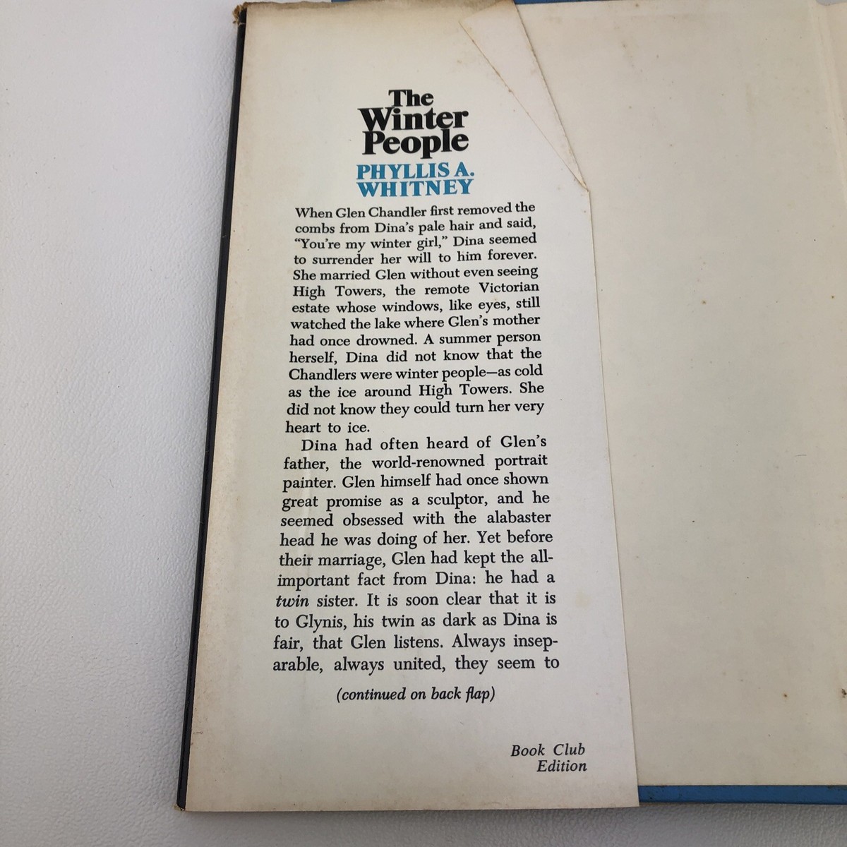 The Winter People Phyllis A. Whitney HCDJ 1969 Book Book Club Ed
