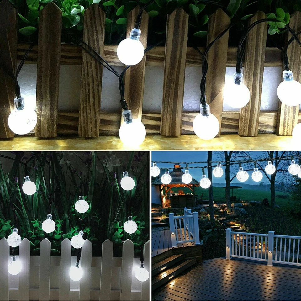 Outdoor String Lights Patio Party Yard Garden Wedding Decor 50 LED Solar Powered - Image 2 of 4