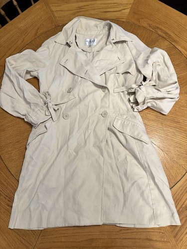 GUESS Button Double Breasted Ivory Trench Coat Women's Size Small - Picture 6 of 8