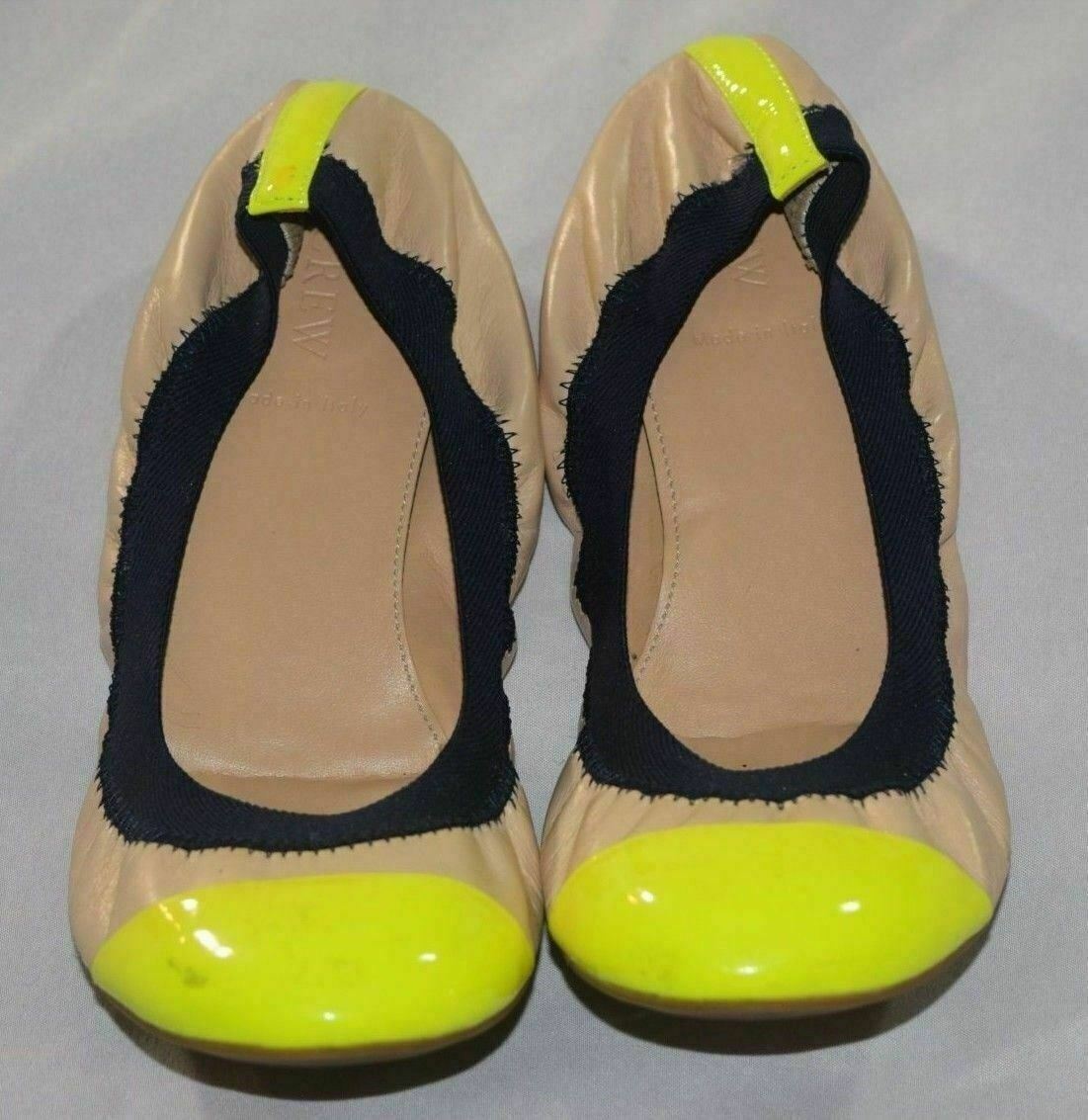 J Crew Ballet Planas 9 Beige patente de Cuero Puntera Amarillo Azul Elástico Hecho en Italia J Crew Ballet Planas 9 Beige patente de Cuero Cuero Cuero Puntera Amarillo Azul Elástico Hecho en Italia e52c5a