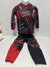 Answer ATV Bike Racing Pants Black Red Sz Y26 Elastic Waist Belted/ Jersey Shirt