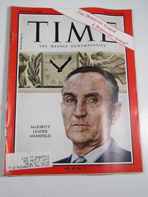 Time Magazine- March 20, 1964- Majority Leader Mansfield- Vintage