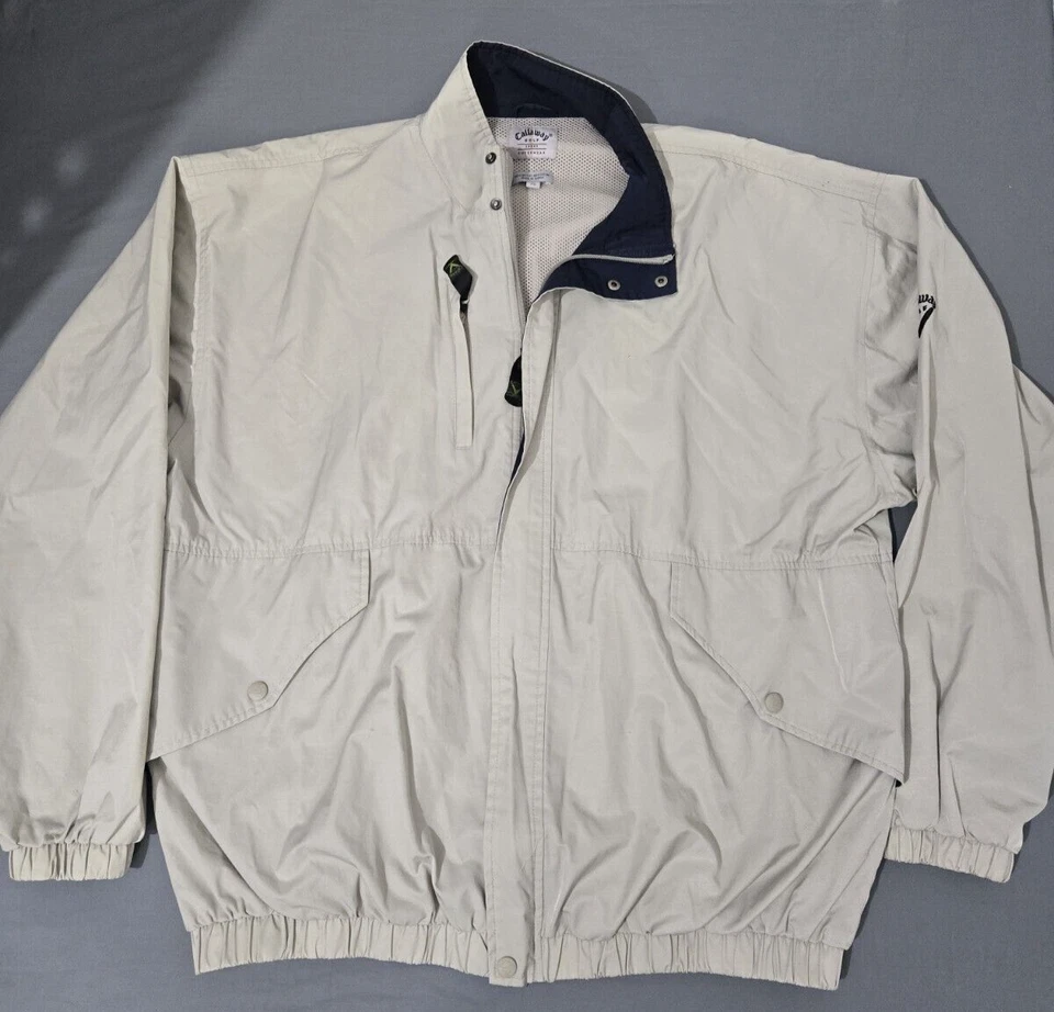Chaqueta de golf Callaway para hombre XL beige 4 bolsillos cortavientos pequeños puntos ver foto Foto 2 de 4