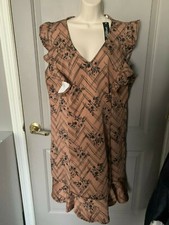 Angela Plus Women's Patterned Ruffle Detail Dress Size 3XL NWT