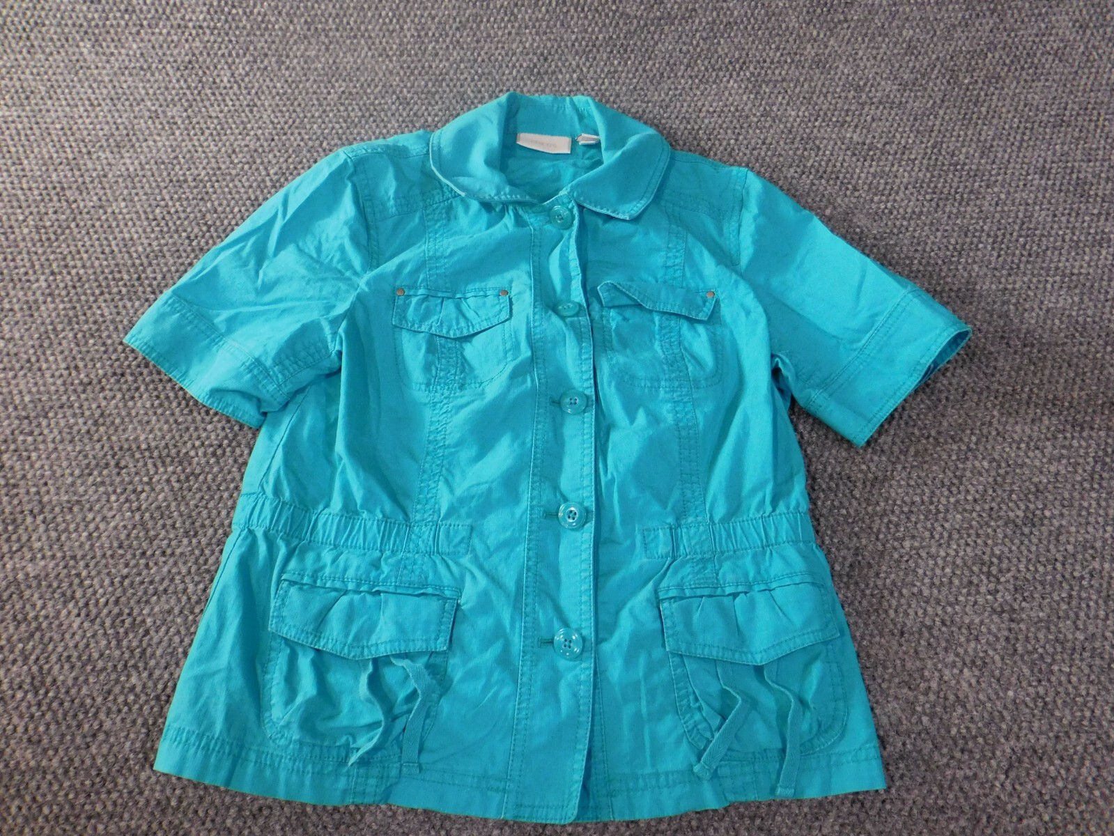 Chicos 0 Jacket Blue stretch five-button womens s… - image 1