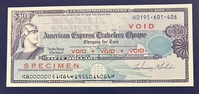 RARE USA $50 AMERICAN EXPRESS TRAVELERS CHEQUE SPECIMEN UNC | eBay