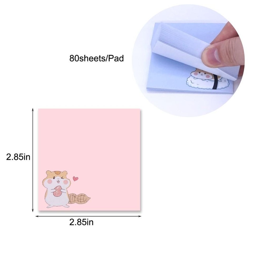 SelfStick Sticky Notes Hamster Office Supplies 80 Sheets Notes Pads