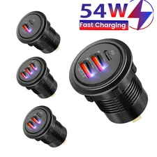 12V/24V usb socket quick charge 3 0 USB Outlet PD USB-C & Two QC3.0 Ports  Bo