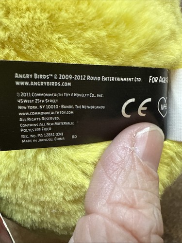 Angry Birds Chuck Plush 5” 2012 Commonwealth Yellow Bird w/ Tags Rovio No Sound - Picture 6 of 9