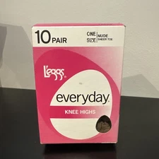 Leggs Everyday Knee Highs 1 size - Nude, Sheer Toe - 10 Pair 