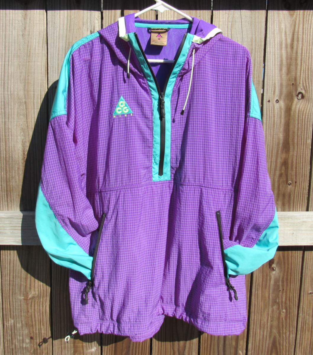 2018 Vtg Nike ACG 1/2 Zip M Hooded Anorak Woven Pullover Hyper
