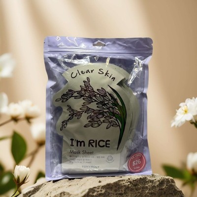 Brightening Sheet Set | I m Rice Mask Sheets by TonyMoly   10ct, 0.74 fl oz each