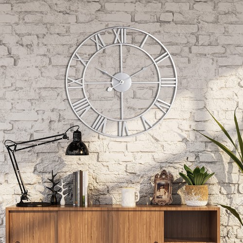 1st owned Large Wall Clock, Metal Retro Roman Numeral Clock, Modern Round Wal... - Picture 6 of 9