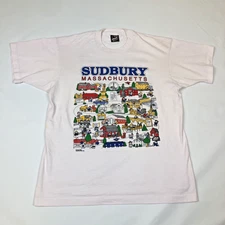 Vintage Sudbury Massachusetts Cartoon Town Americas Best Screen Stars T-Shirt