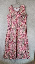 Jessica London Sleeveless Maxi Dress Womens 18/20 Beige Pink Animal Floral EUC