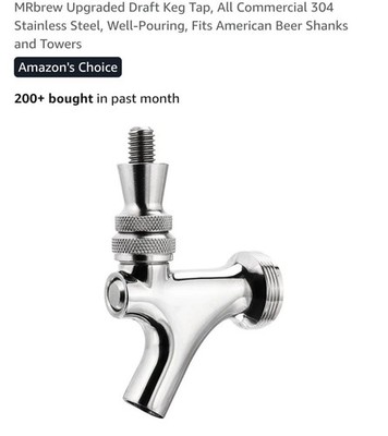 MR Brew Upgraded Draft Beer Keg Tap-304 Stainless Steel- NEW IN OPEN PACKAGE 
